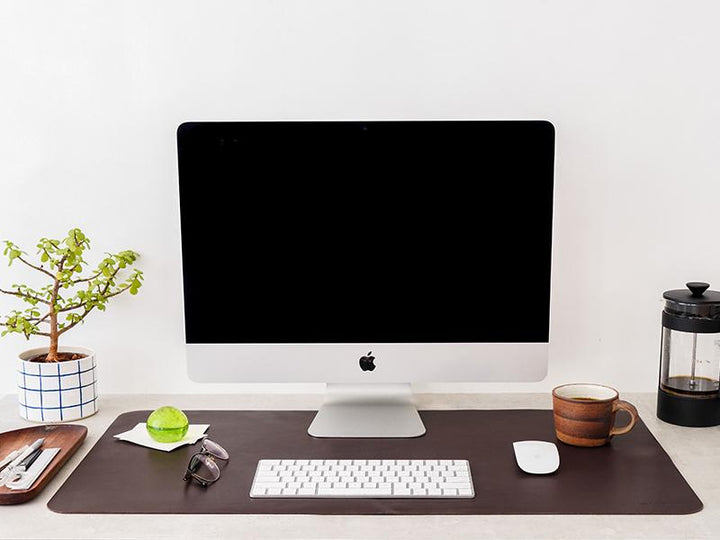 Desk Mat- Large +  Desk Tray Organiser - Set of Three / Dark Tan