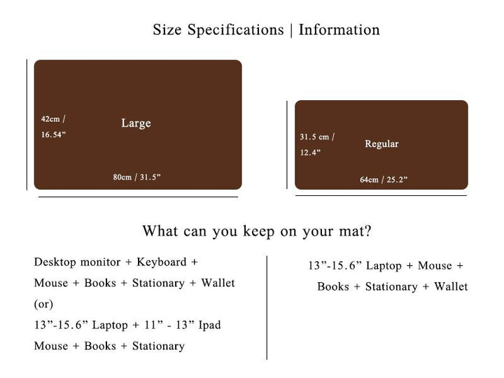 Desk Mat- Large +  Desk Tray Organiser - Set of Three / Dark Tan